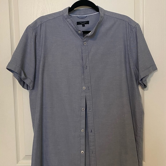 Mens Blue New Look Grandad Collar Shirt, L - Picture 2 of 3